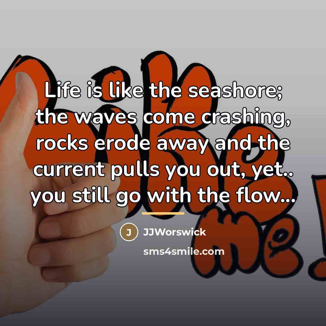“Life is like the seashore; the waves come crashing, rocks…” quote by JJWorswick