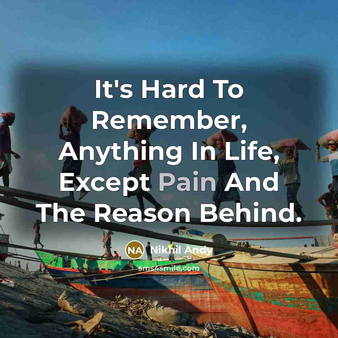 “It's Hard To Remember, Anything In Life, Except Pain And…” quote by Nikhil Andy