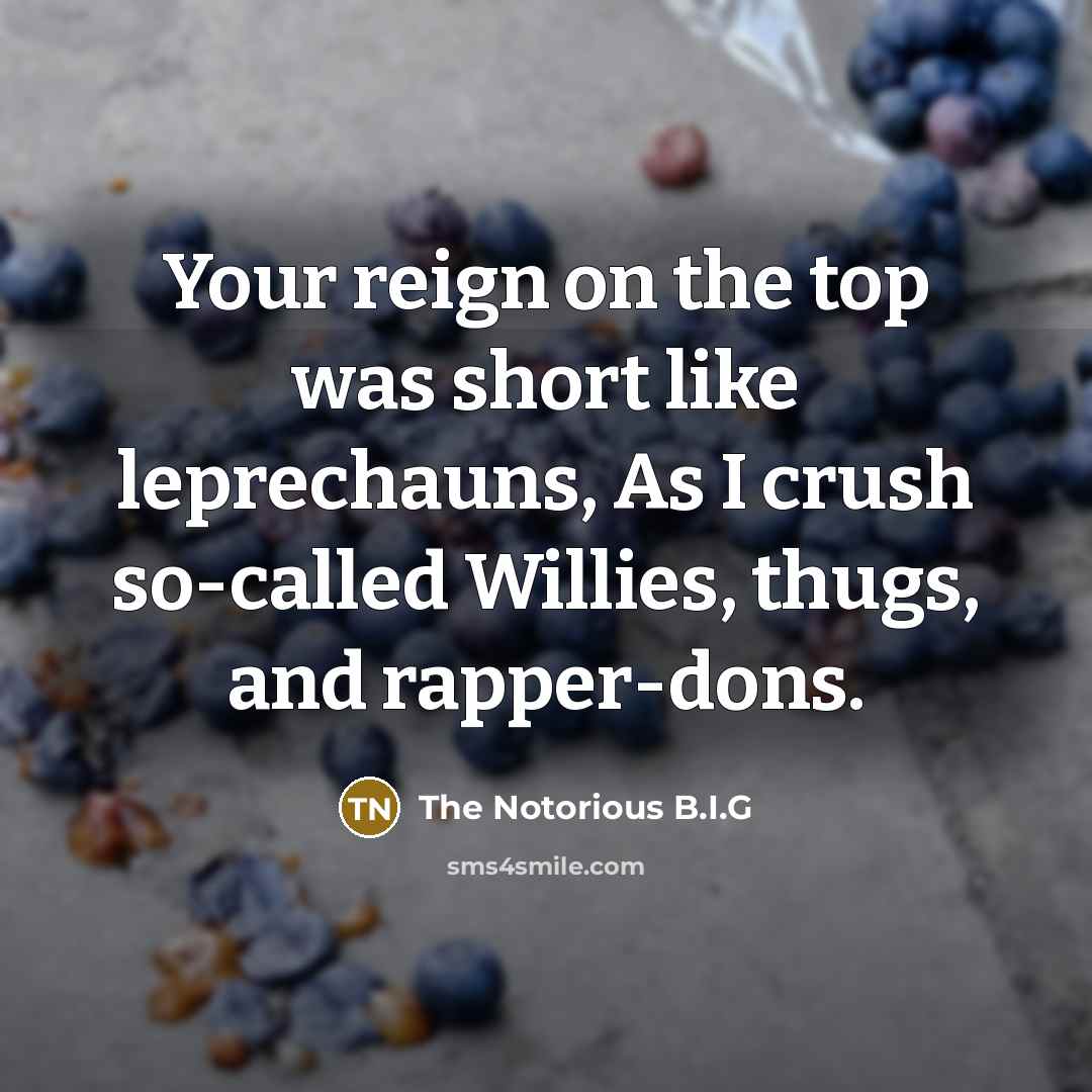“Your reign on the top was short like leprechauns, As…” quote by The Notorious B.I.G