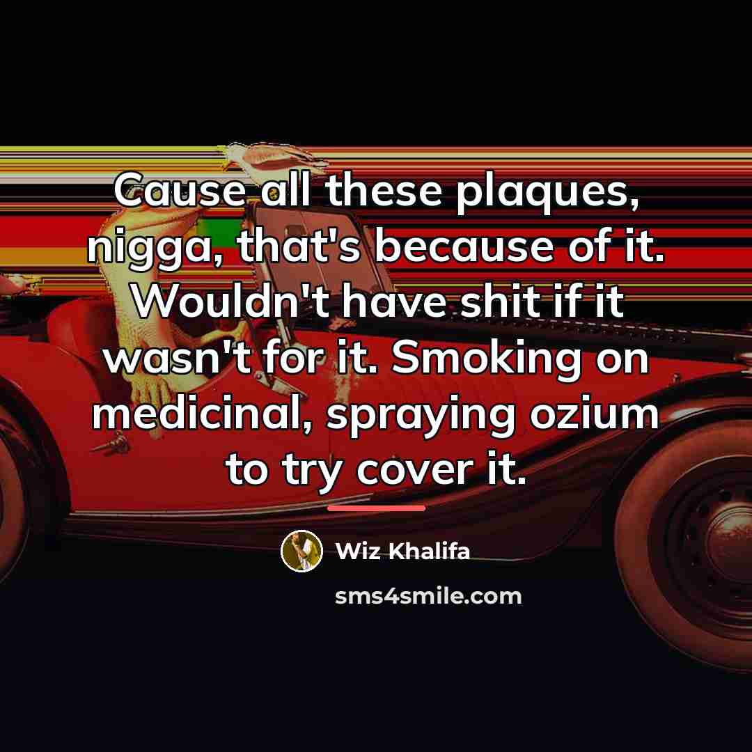 “Cause all these plaques, nigga, that's because of it. Wouldn't…” quote by Wiz Khalifa