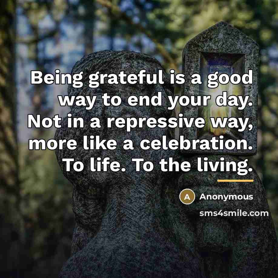 “Being grateful is a good way to end your day.…” quote by Anonymous