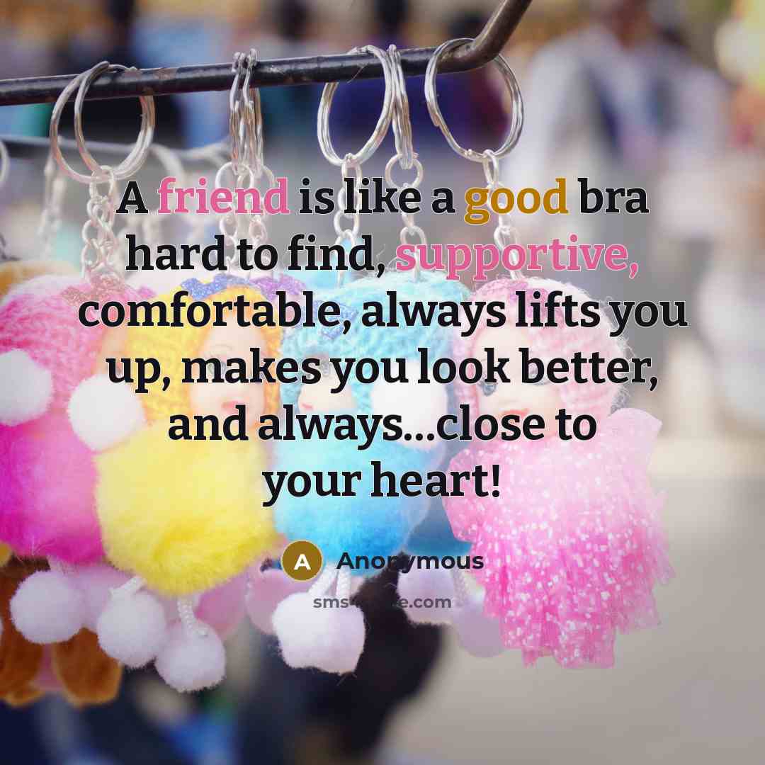 “A friend is like a good bra hard to find,…” quote by Anonymous