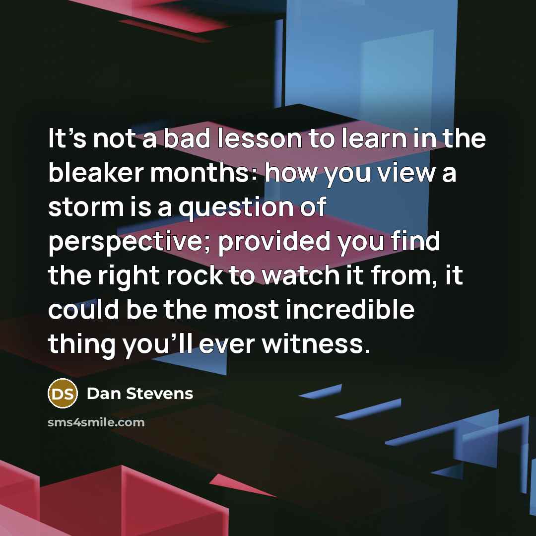 “It’s not a bad lesson to learn in the bleaker…” quote by Dan Stevens