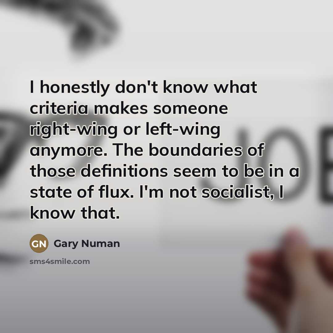 “I honestly don't know what criteria makes someone right-wing or…” quote by Gary Numan