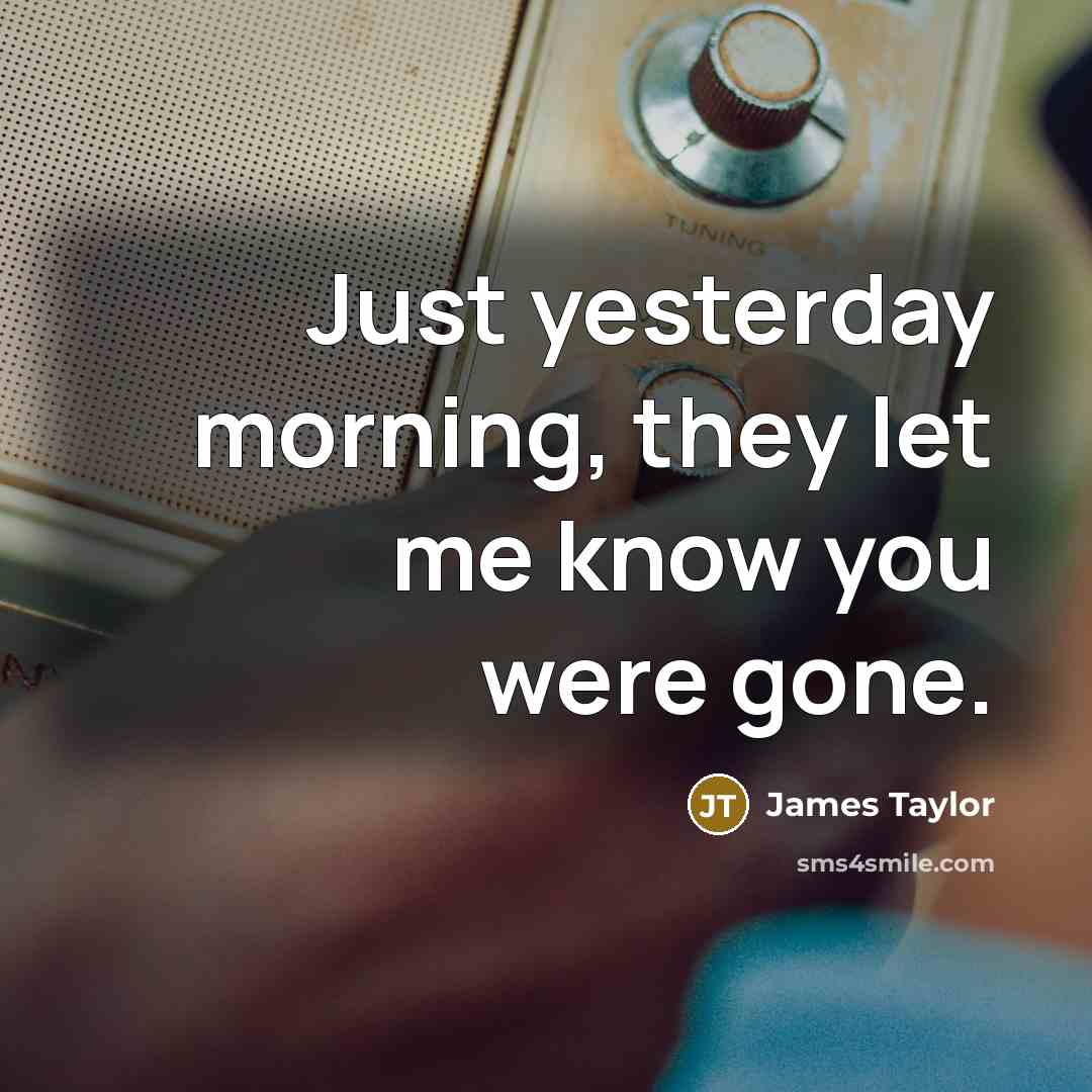 “Just yesterday morning, they let me know you were gone.…” quote by James Taylor