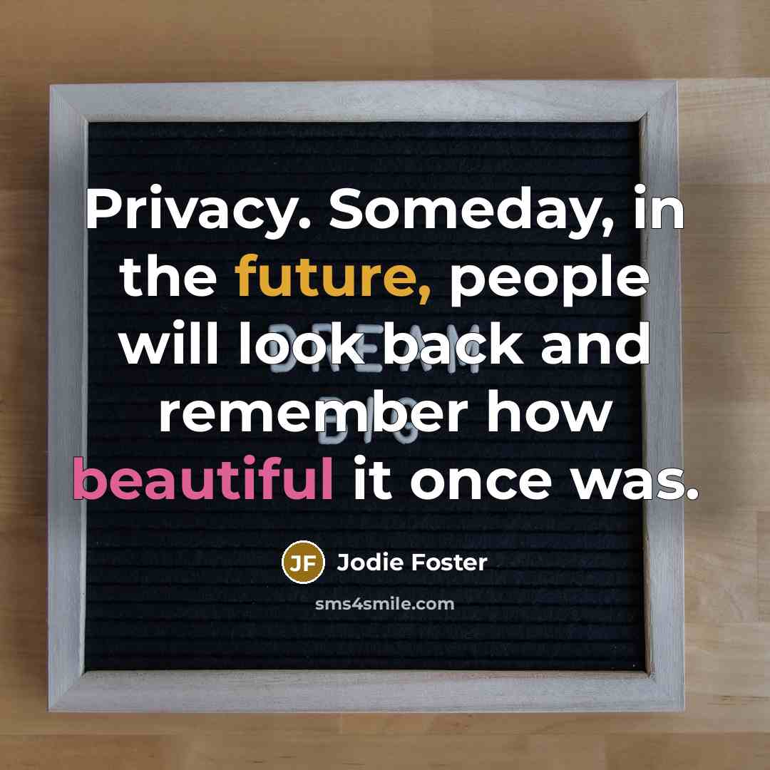 “Privacy. Someday, in the future, people will look back and…” quote by Jodie Foster