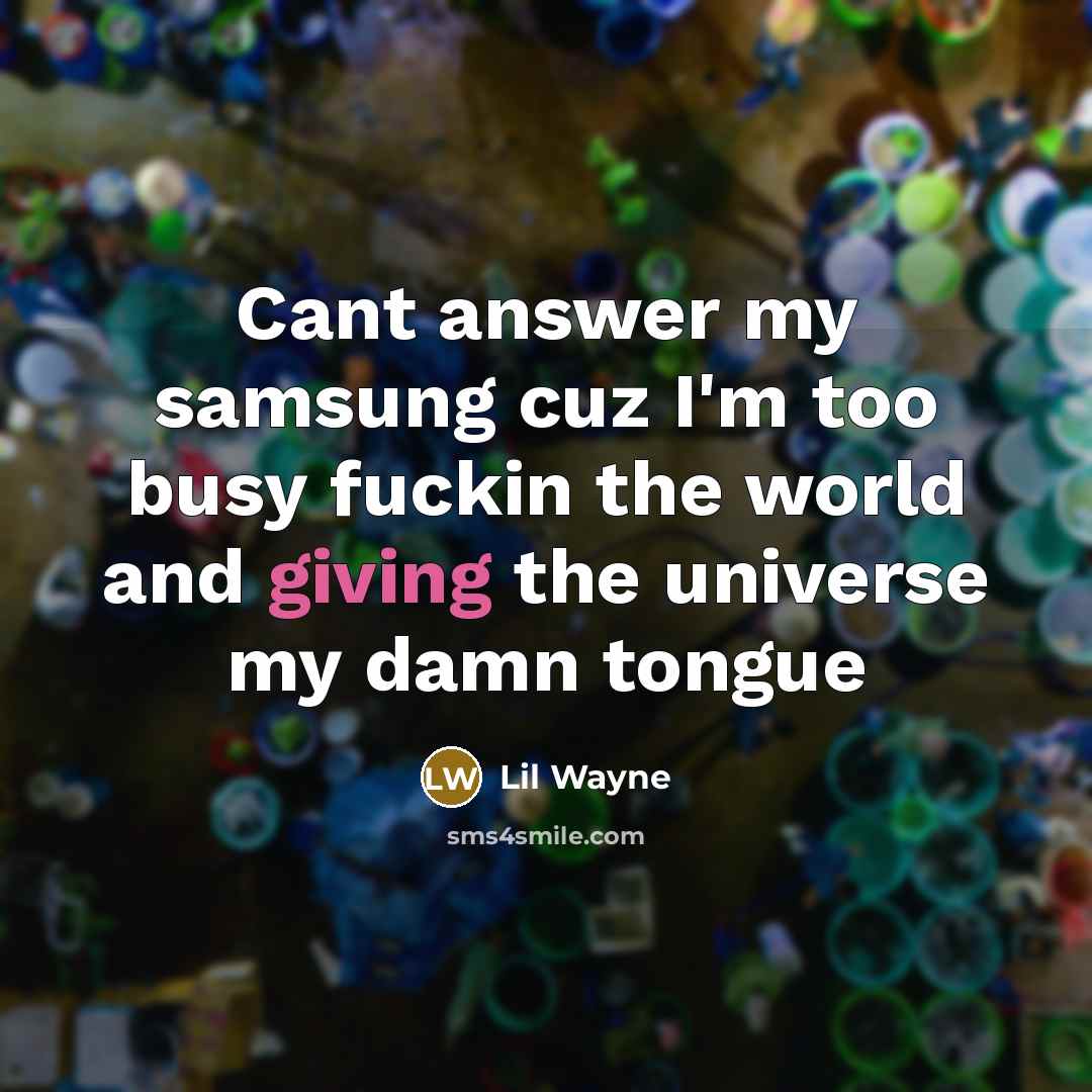 “Cant answer my samsung cuz I'm too busy fuckin the…” quote by Lil Wayne