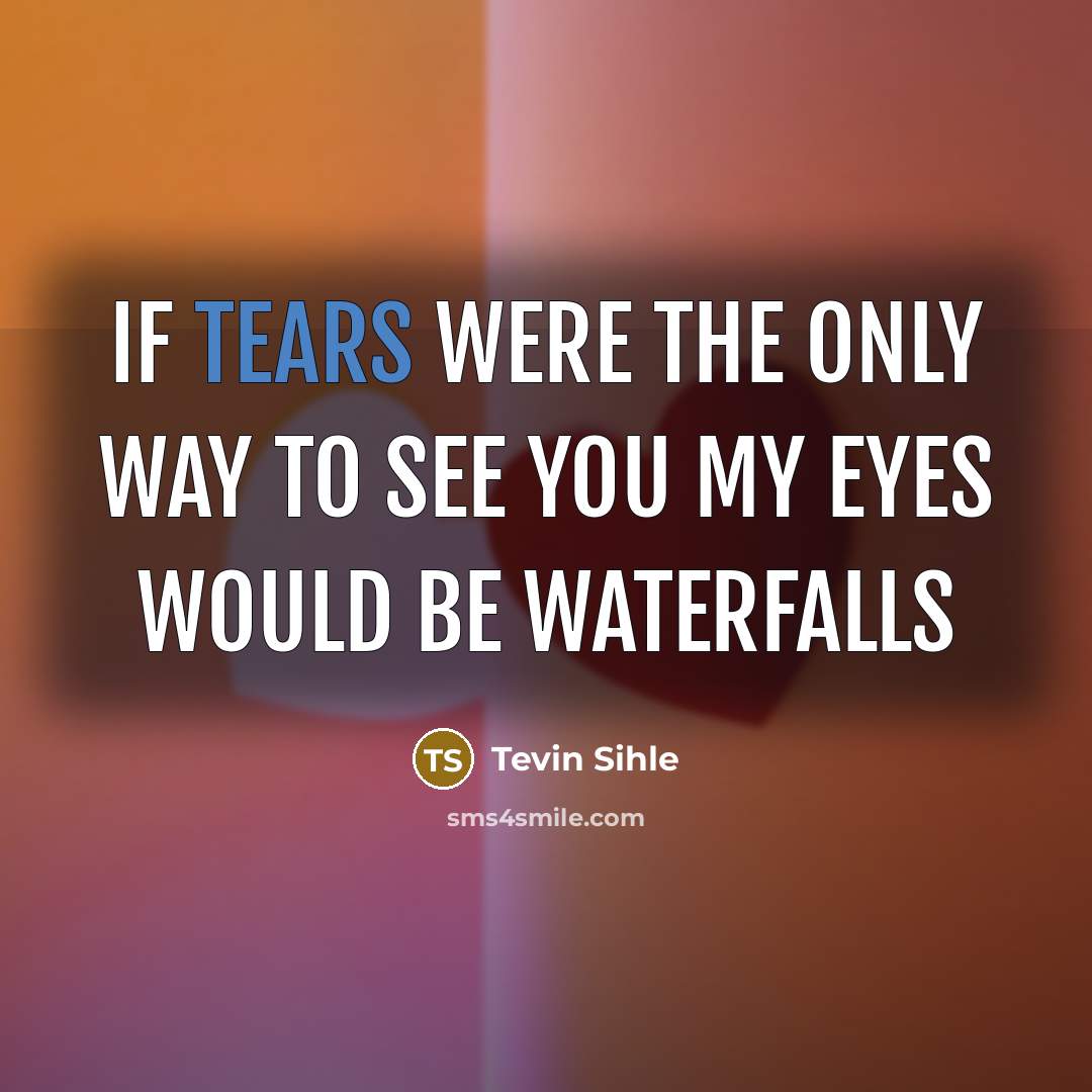 “If tears were the only way to see you my eyes would be waterfalls” quote by Tevin Sihle