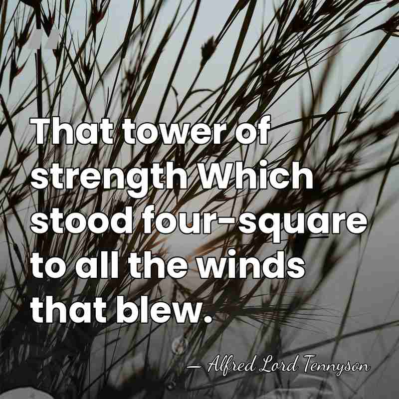 That tower of strength Which stood four-square to all the winds that&hellip; - Alfred Lord Tennyson