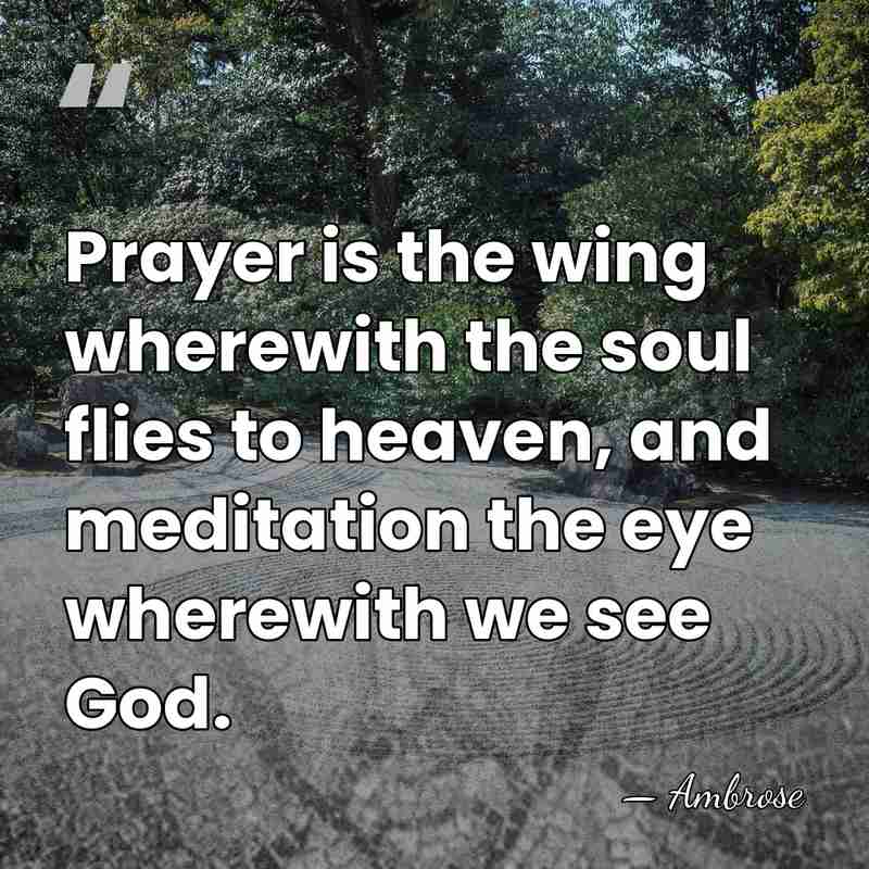 Prayer is the wing wherewith the soul flies to heaven, and meditation&hellip; - Ambrose