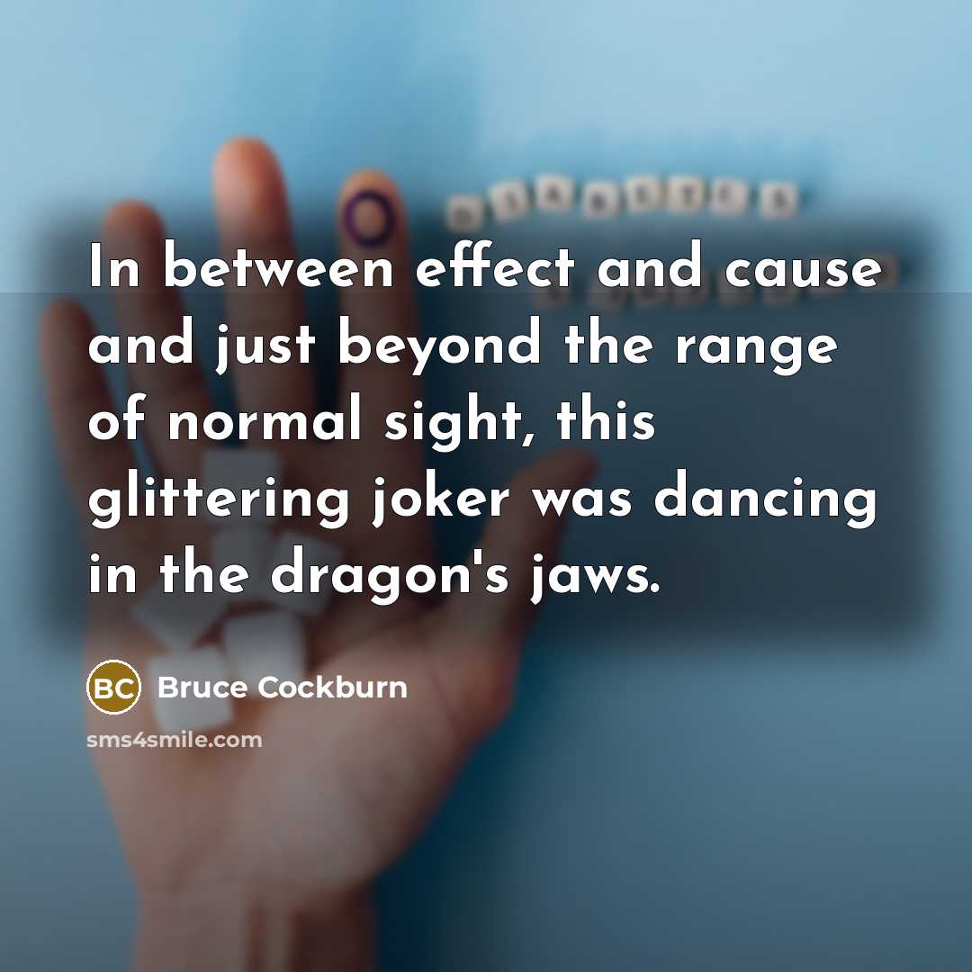 “In between effect and cause and just beyond the range…” quote by Bruce Cockburn
