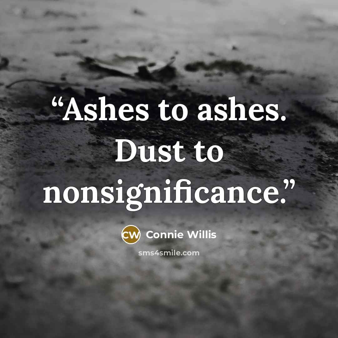“Ashes to ashes. Dust to nonsignificance.” quote by Connie Willis