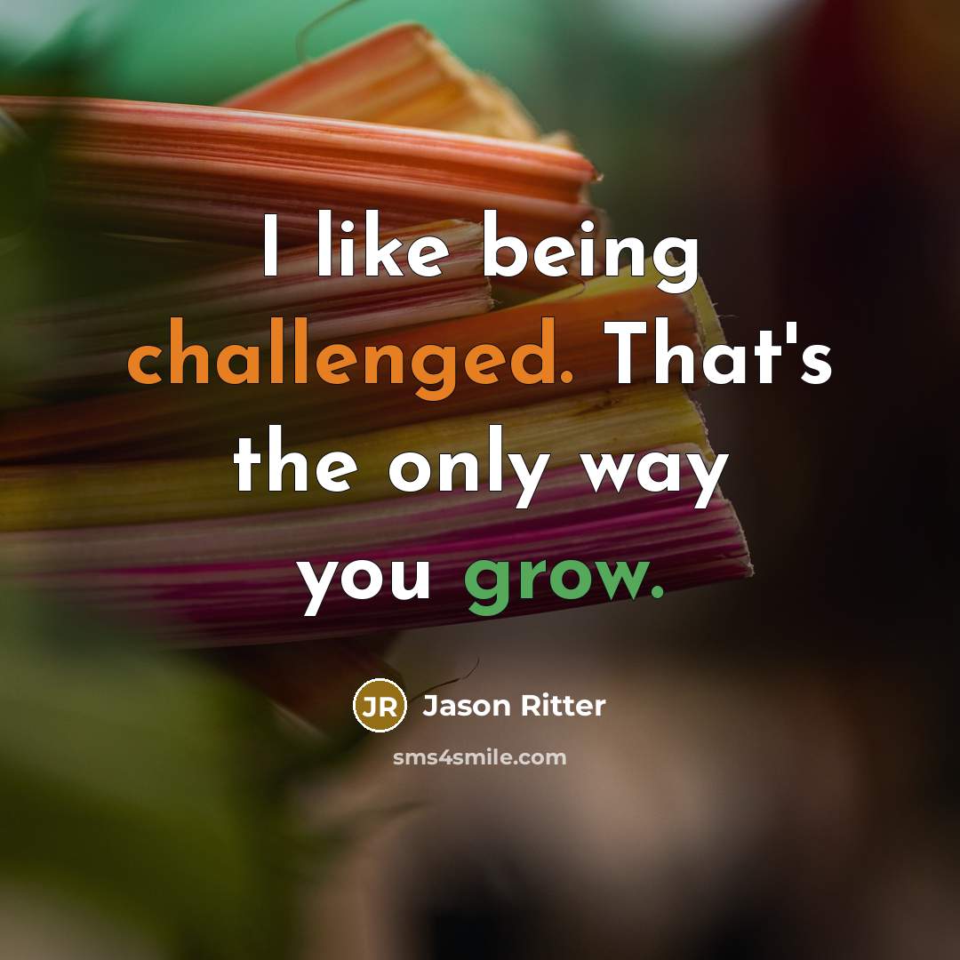 “I like being challenged. That's the only way you grow.” quote by Jason Ritter