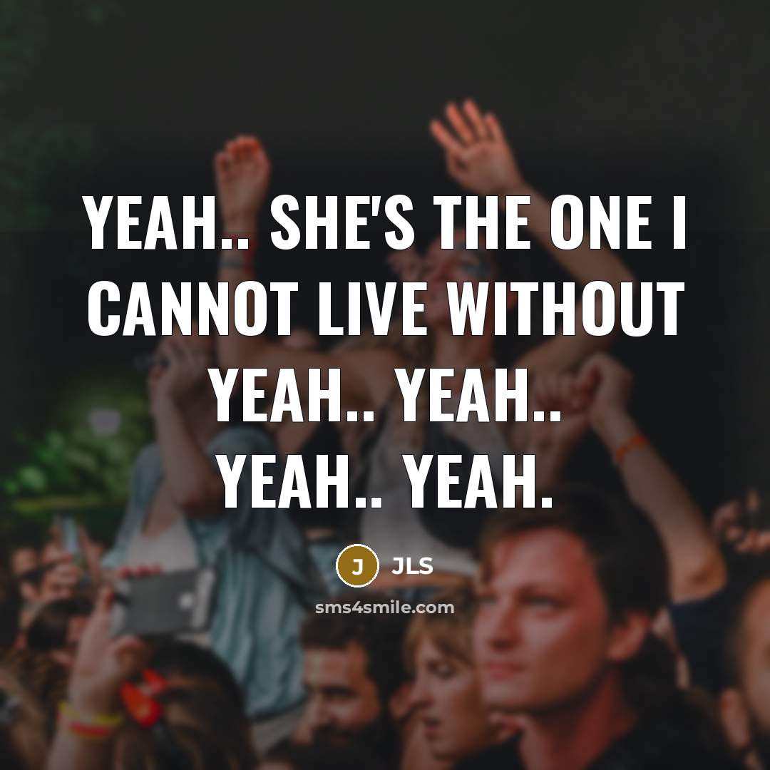 “Yeah.. she's the one I cannot live without Yeah.. yeah.. yeah.. yeah.” quote by JLS