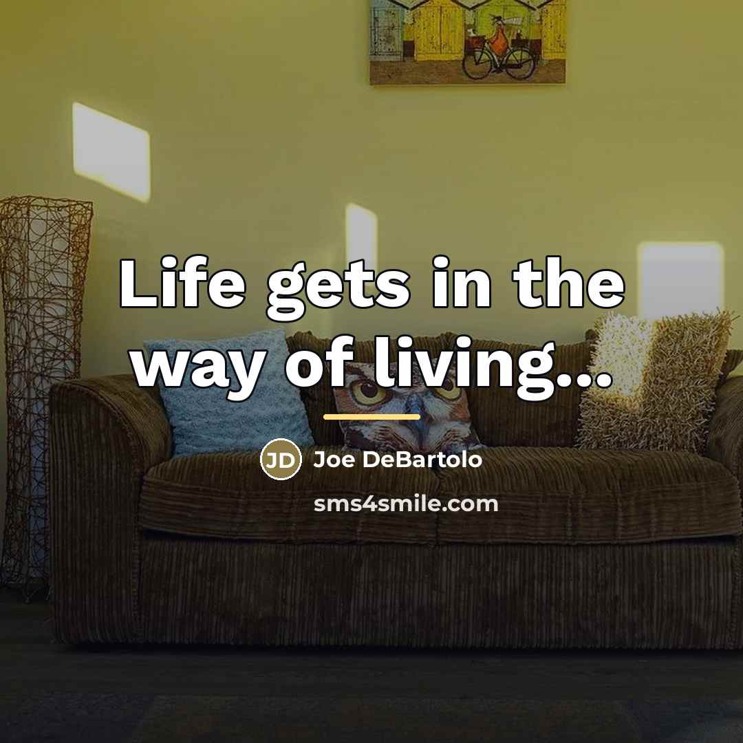 “Life gets in the way of living...…” quote by Joe DeBartolo