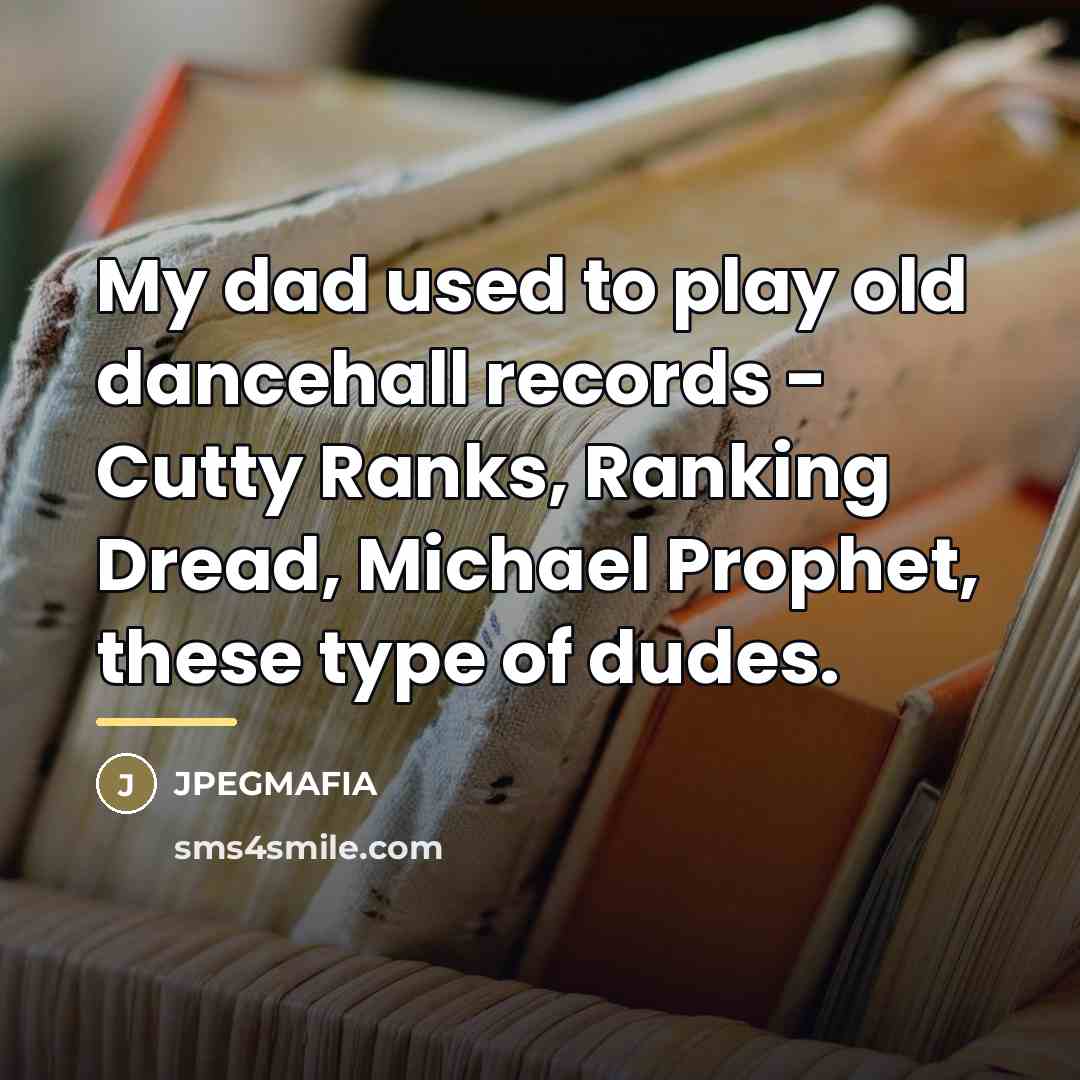 “My dad used to play old dancehall records - Cutty…” quote by JPEGMAFIA