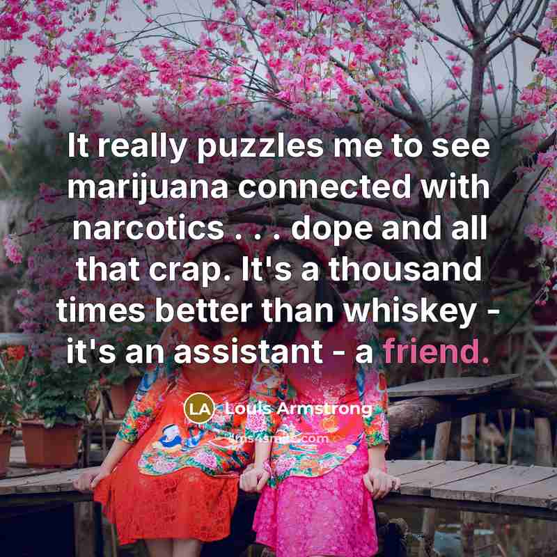 “It really puzzles me to see marijuana connected with narcotics…” quote by Louis Armstrong