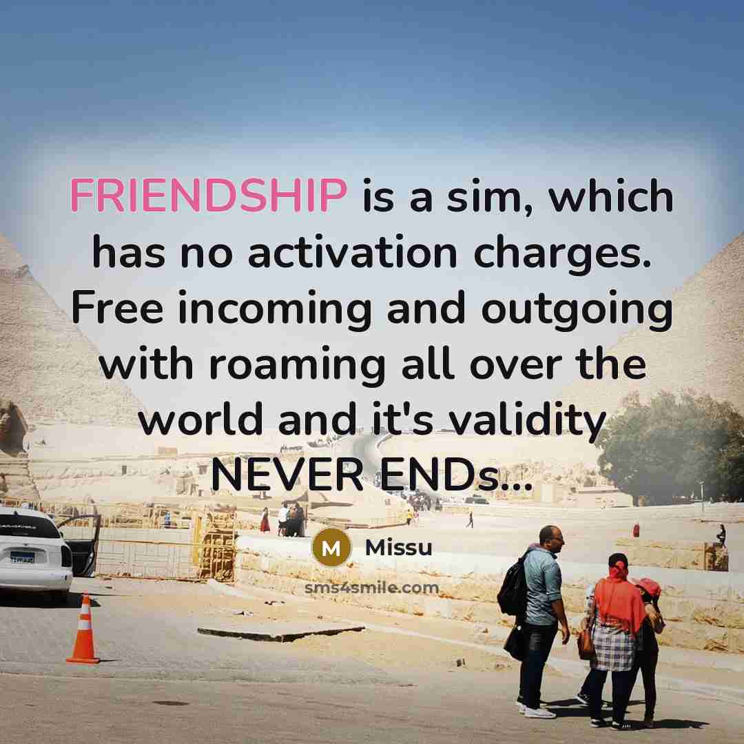 “FRIENDSHIP is a sim, which has no activation charges. Free…” quote by Missu