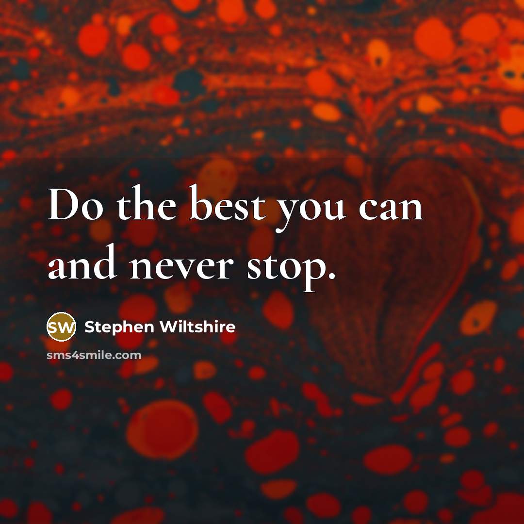 “Do the best you can and never stop.” quote by Stephen Wiltshire