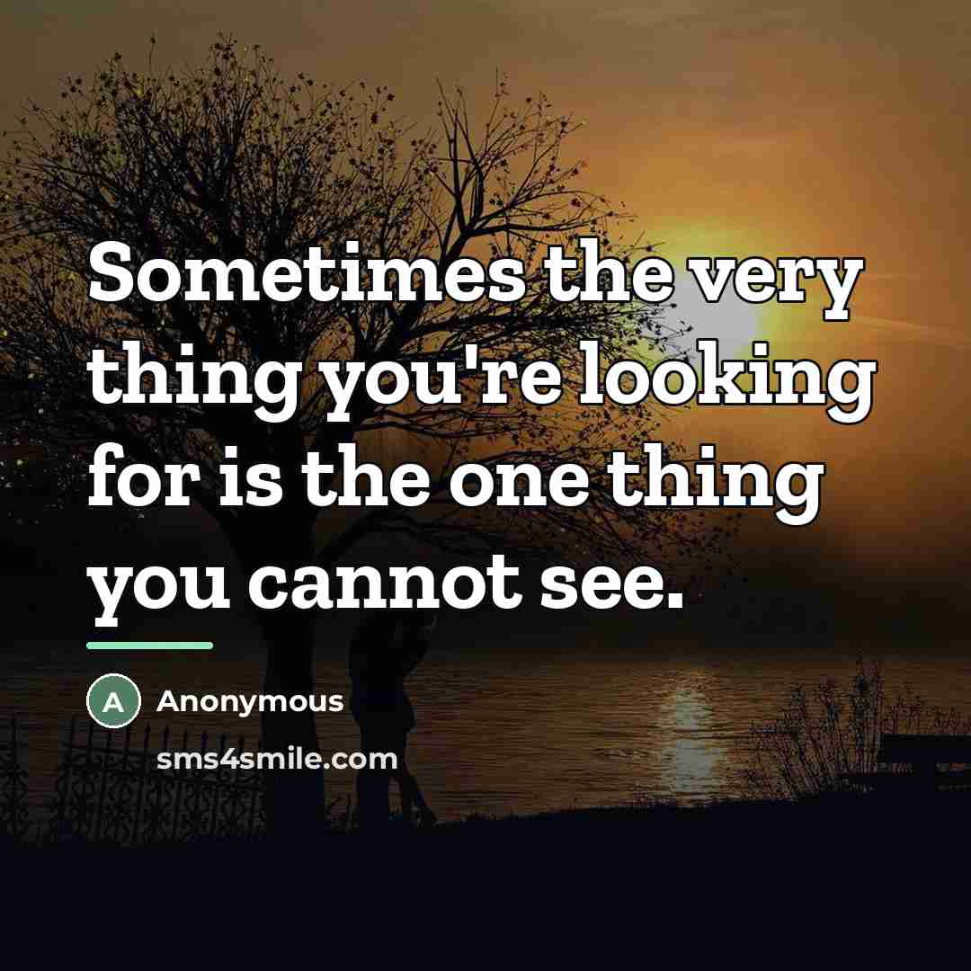 “Sometimes the very thing you're looking for is the one…” quote by Anonymous