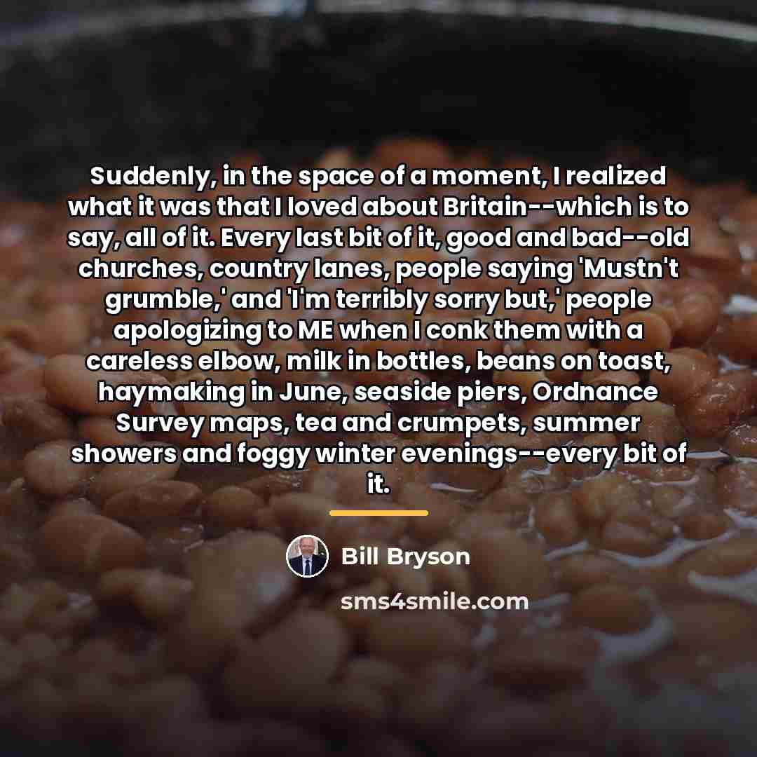 “Suddenly, in the space of a moment, I realized what…” quote by Bill Bryson