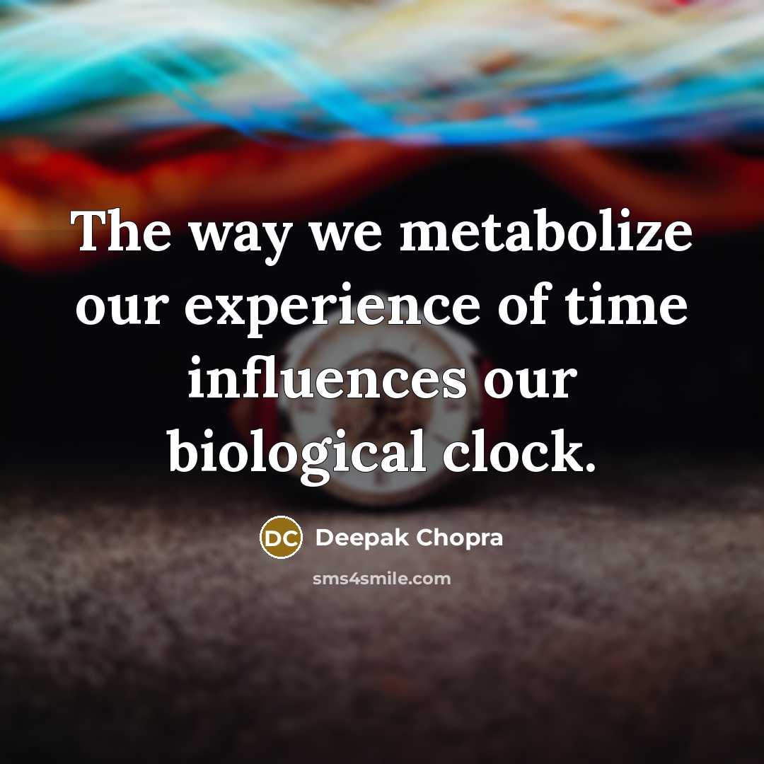 “The way we metabolize our experience of time influences our…” quote by Deepak Chopra