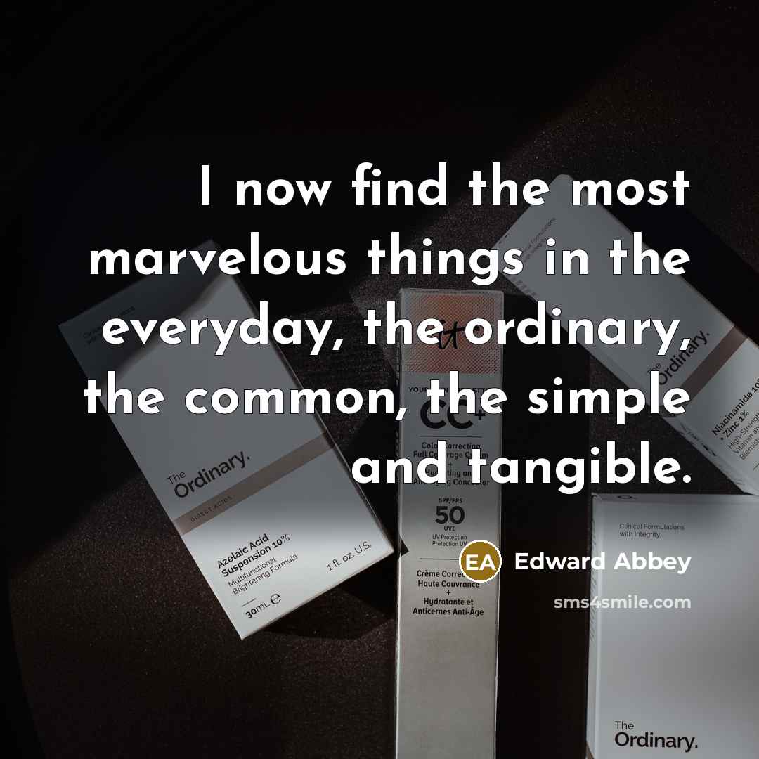“I now find the most marvelous things in the everyday,…” quote by Edward Abbey