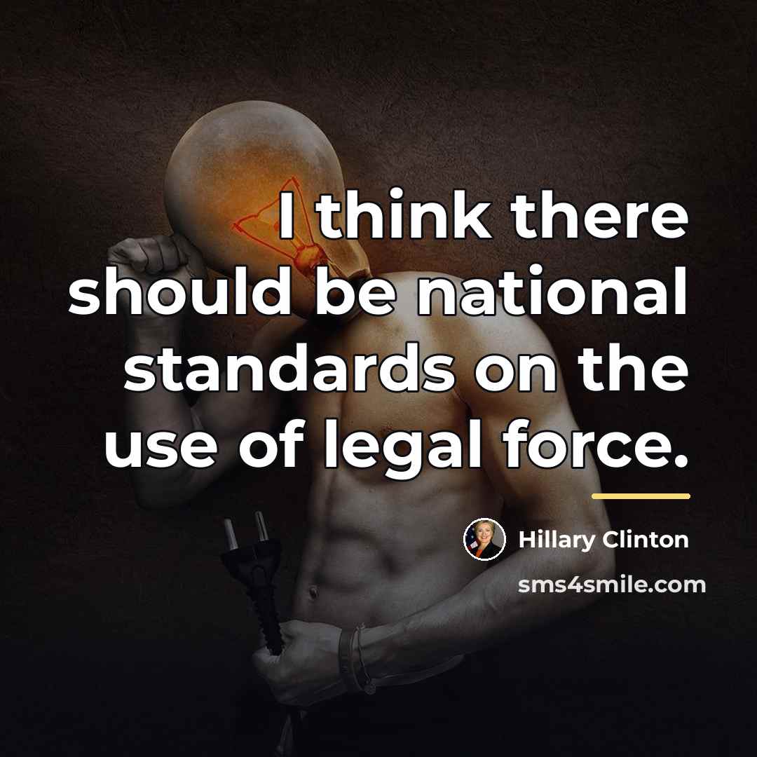“I think there should be national standards on the use…” quote by Hillary Clinton
