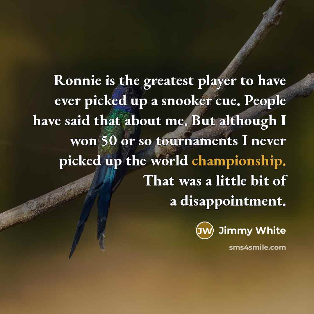“Ronnie is the greatest player to have ever picked up…” quote by Jimmy White