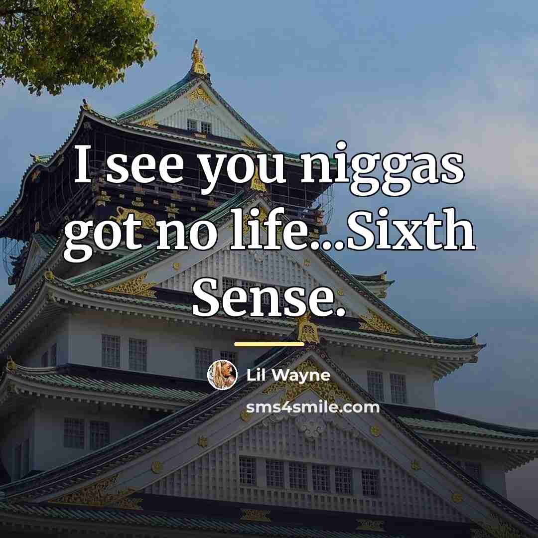 “I see you niggas got no life...Sixth Sense.…” quote by Lil Wayne