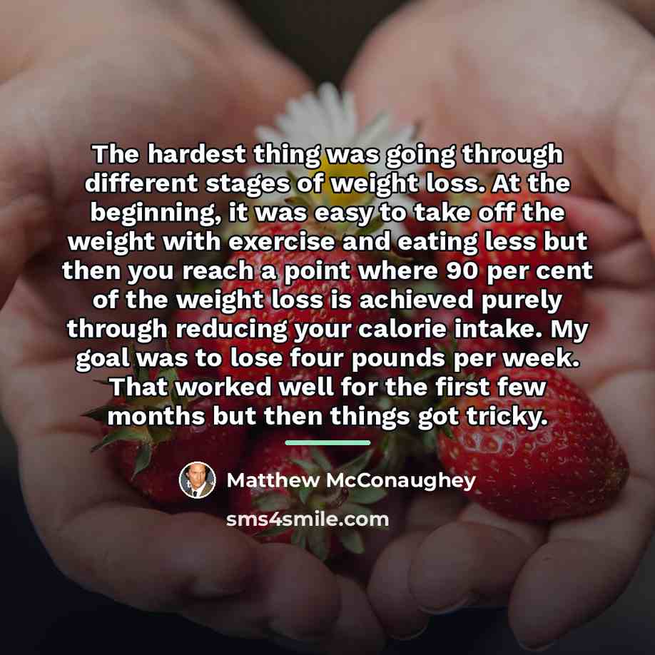 “The hardest thing was going through different stages of weight…” quote by Matthew McConaughey