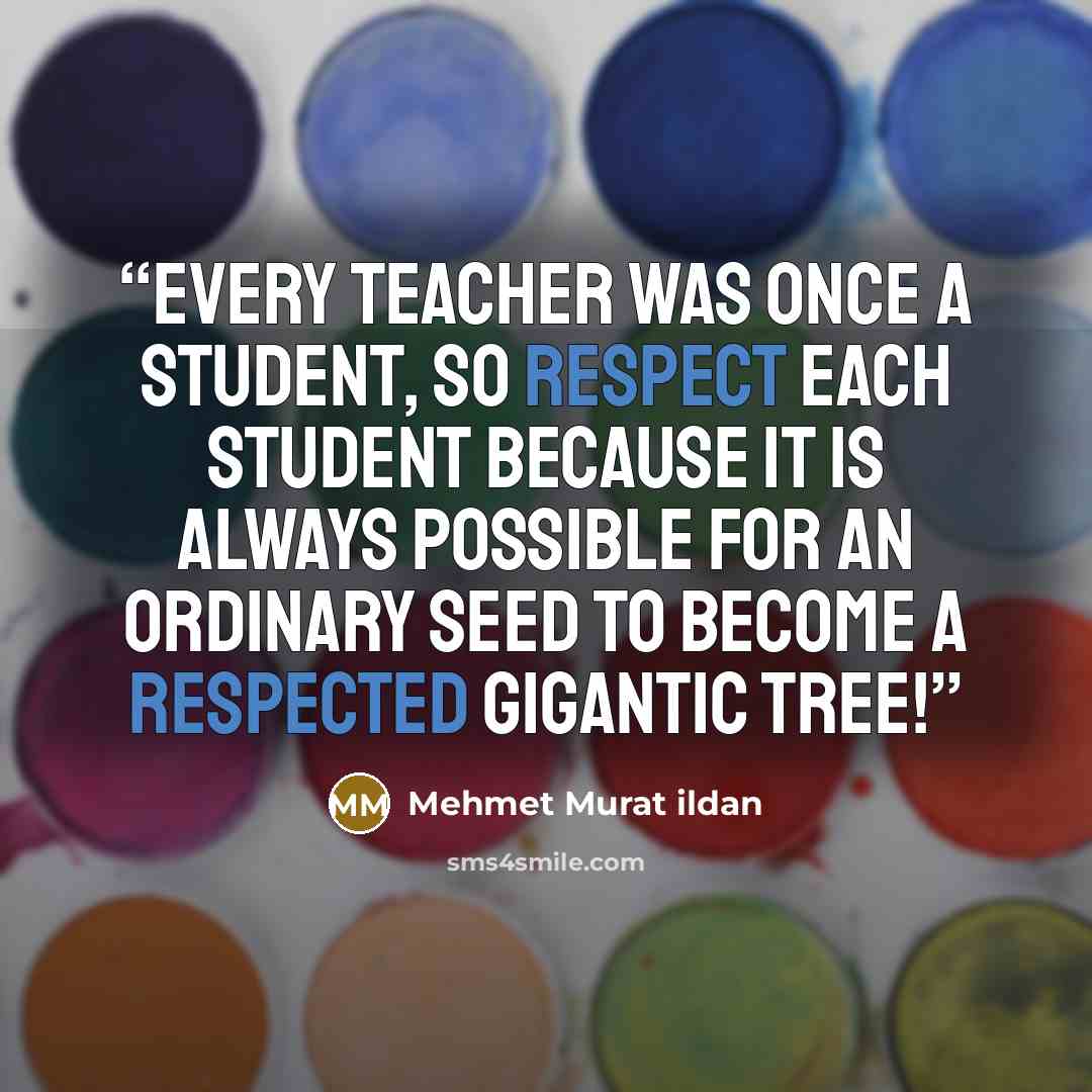 “Every teacher was once a student, so respect each student because it is always possible for an ordinary seed to become a respected gigantic tree!” quote by Mehmet Murat ildan