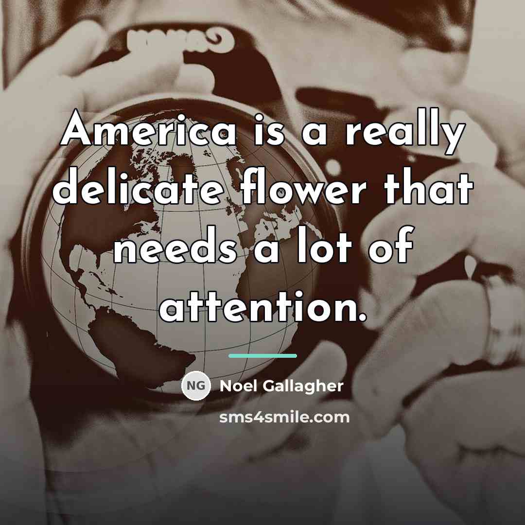 “America is a really delicate flower that needs a lot…” quote by Noel Gallagher