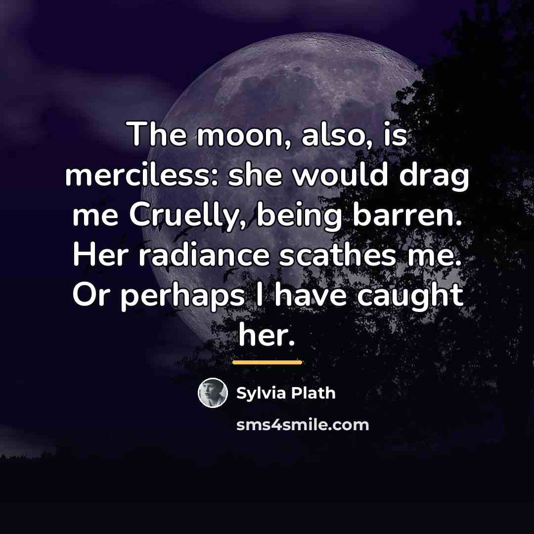 “The moon, also, is merciless: she would drag me Cruelly,…” quote by Sylvia Plath