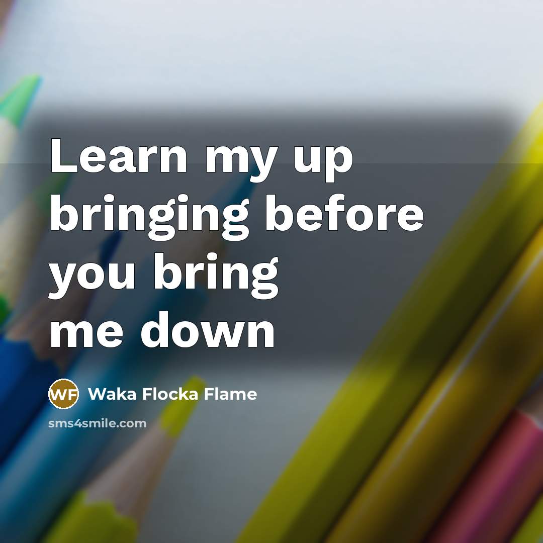 “Learn my up bringing before you bring me down…” quote by Waka Flocka Flame