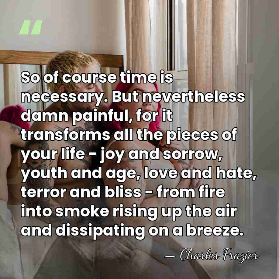 So of course time is necessary. But nevertheless damn painful, for it&hellip; - Charles Frazier