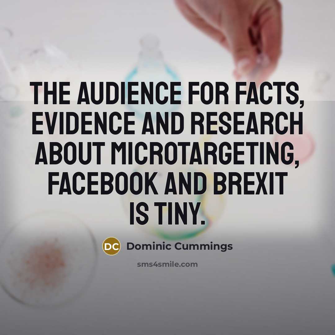 “The audience for facts, evidence and research about microtargeting, Facebook…” quote by Dominic Cummings