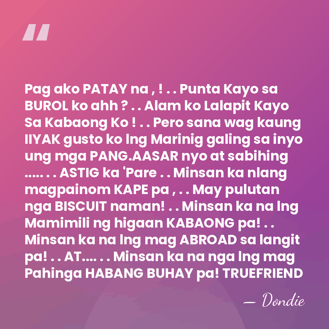 Pag ako PATAY na , ! . . Punta Kayo sa BUROL&hellip; - Dondie