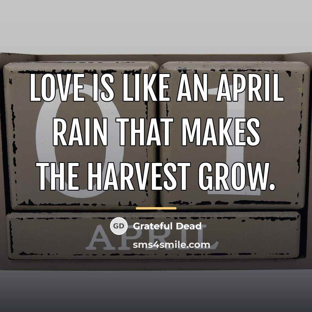 “Love is like an April rain that makes the harvest…” quote by Grateful Dead