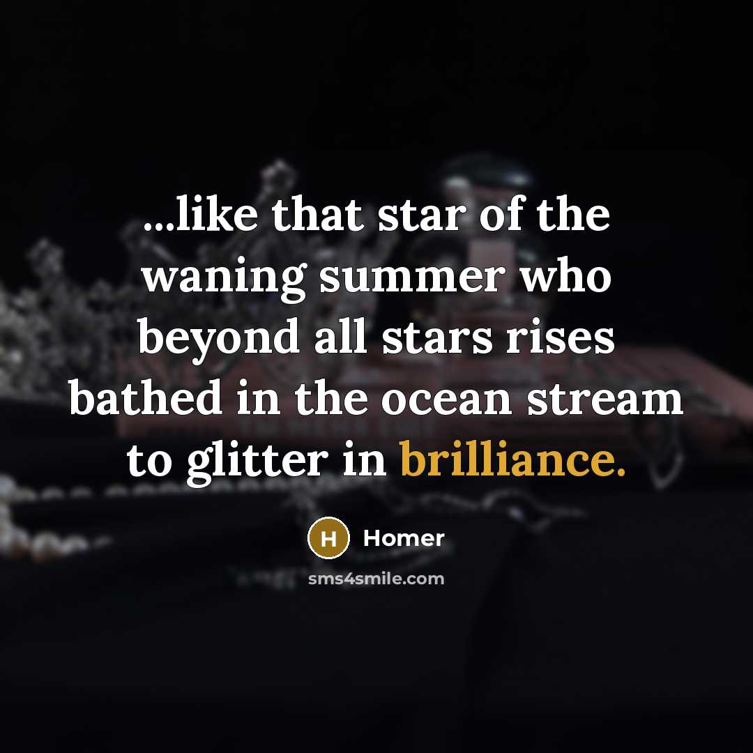 “...like that star of the waning summer who beyond all…” quote by Homer
