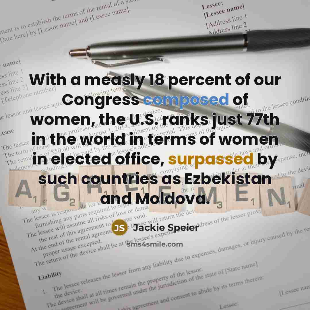 “With a measly 18 percent of our Congress composed of…” quote by Jackie Speier