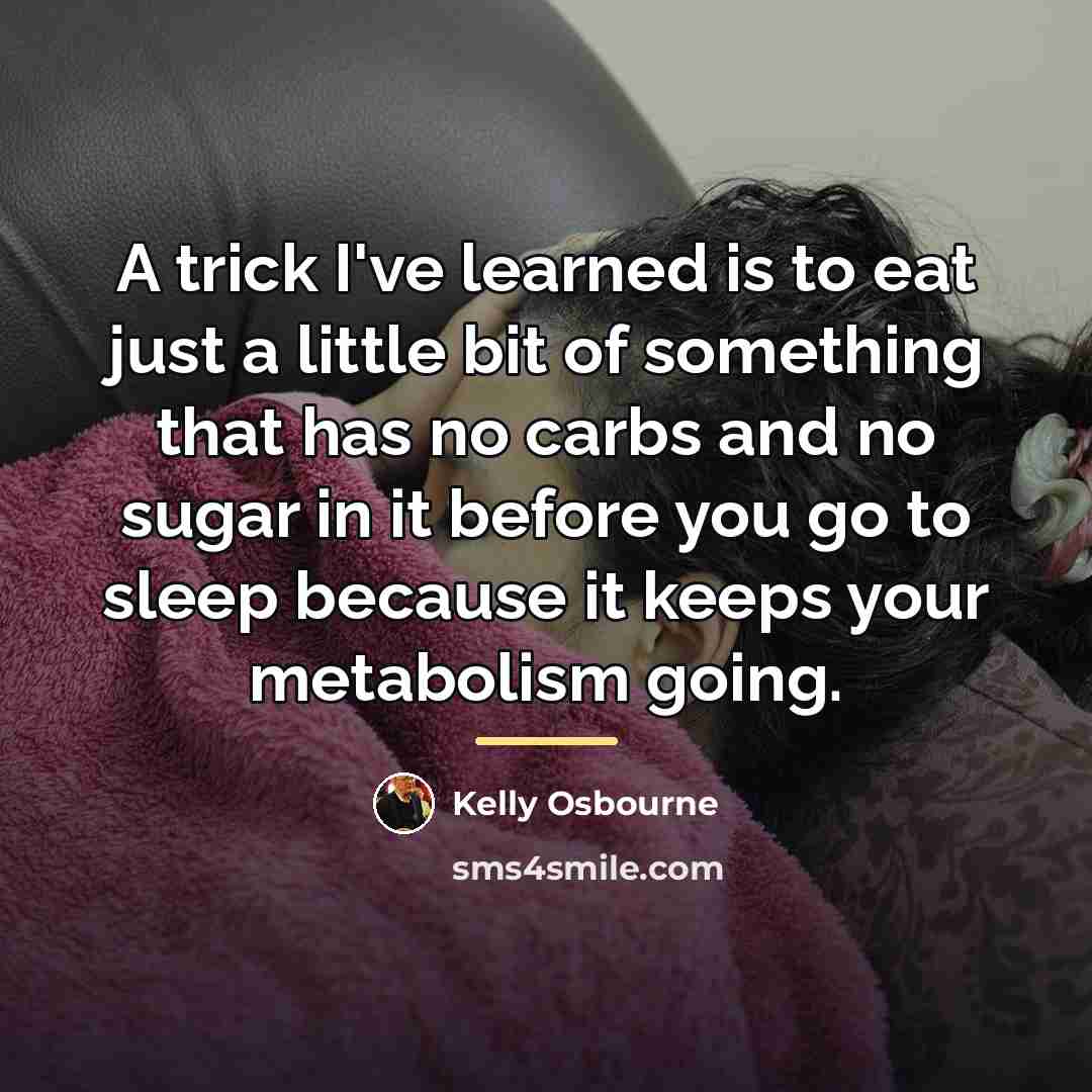 “A trick I've learned is to eat just a little…” quote by Kelly Osbourne