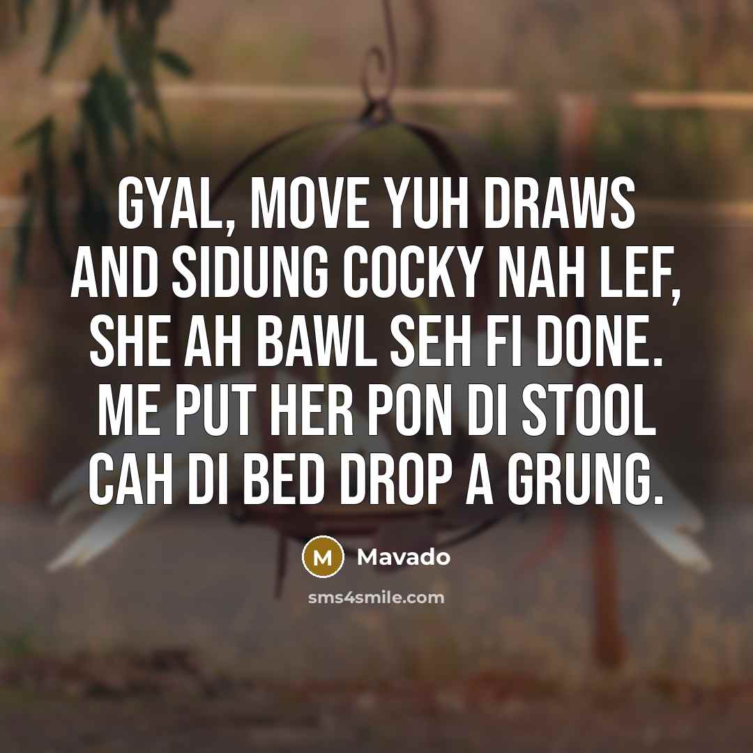 “Gyal, move yuh draws and sidung cocky nah lef, She…” quote by Mavado