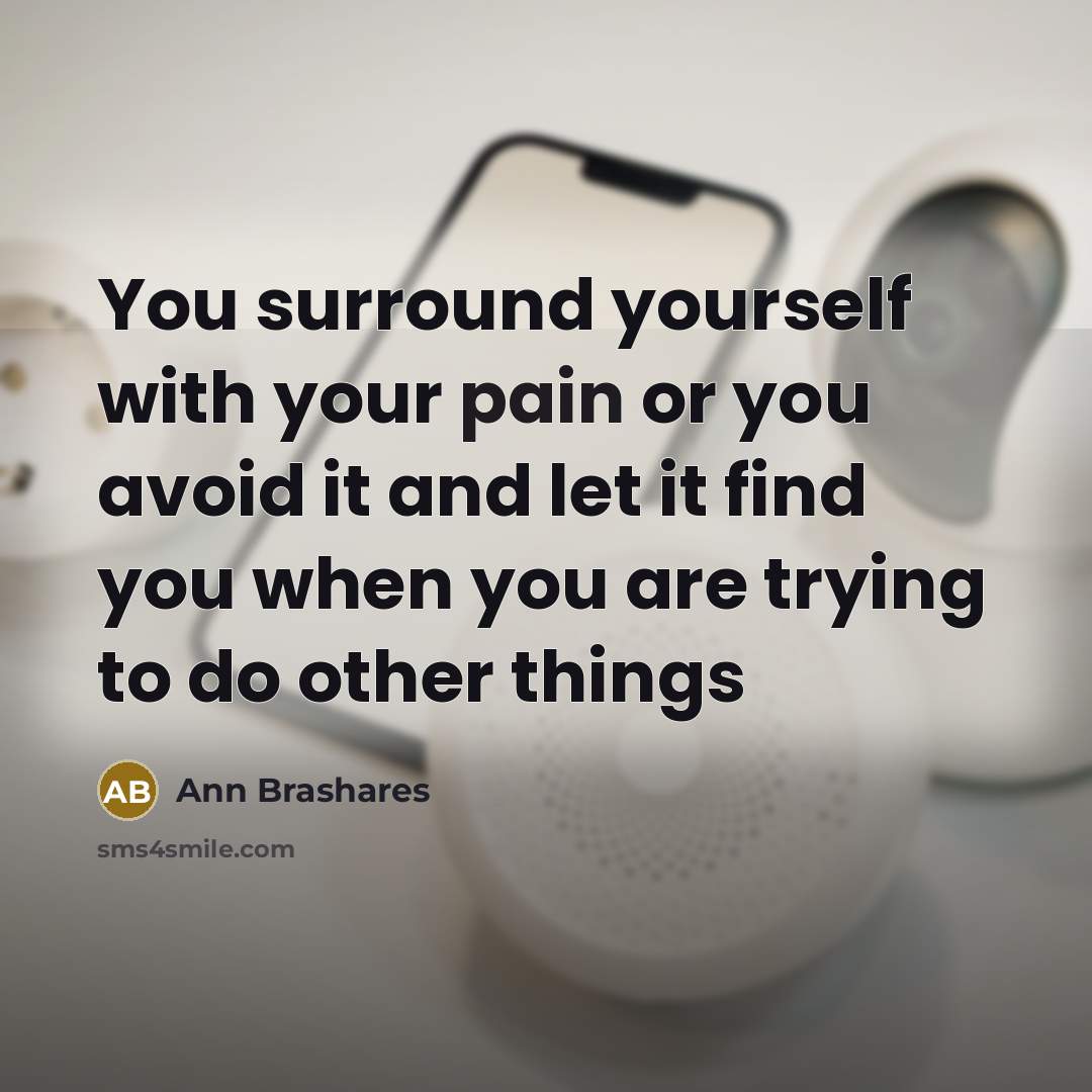 “You surround yourself with your pain or you avoid it…” quote by Ann Brashares