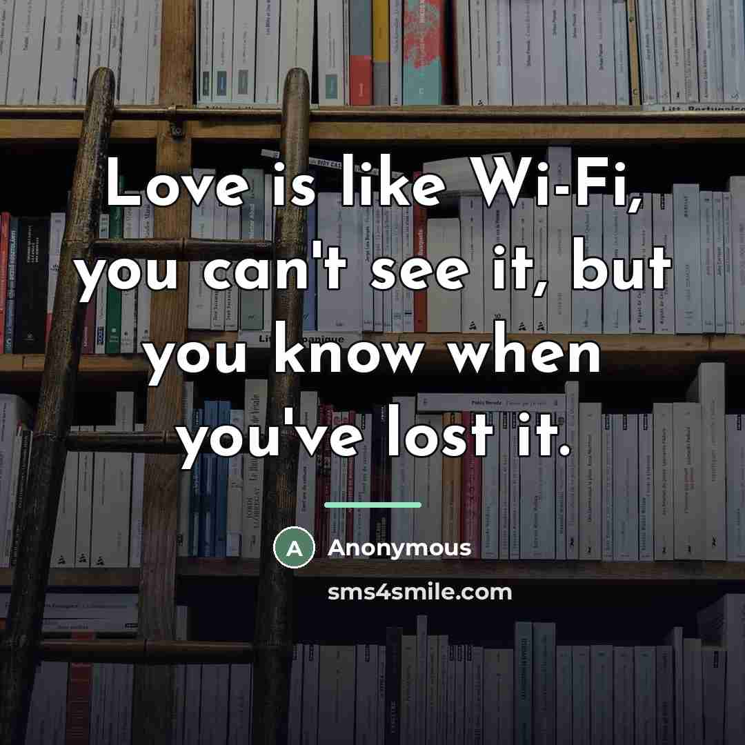 “Love is like Wi-Fi, you can't see it, but you…” quote by Anonymous