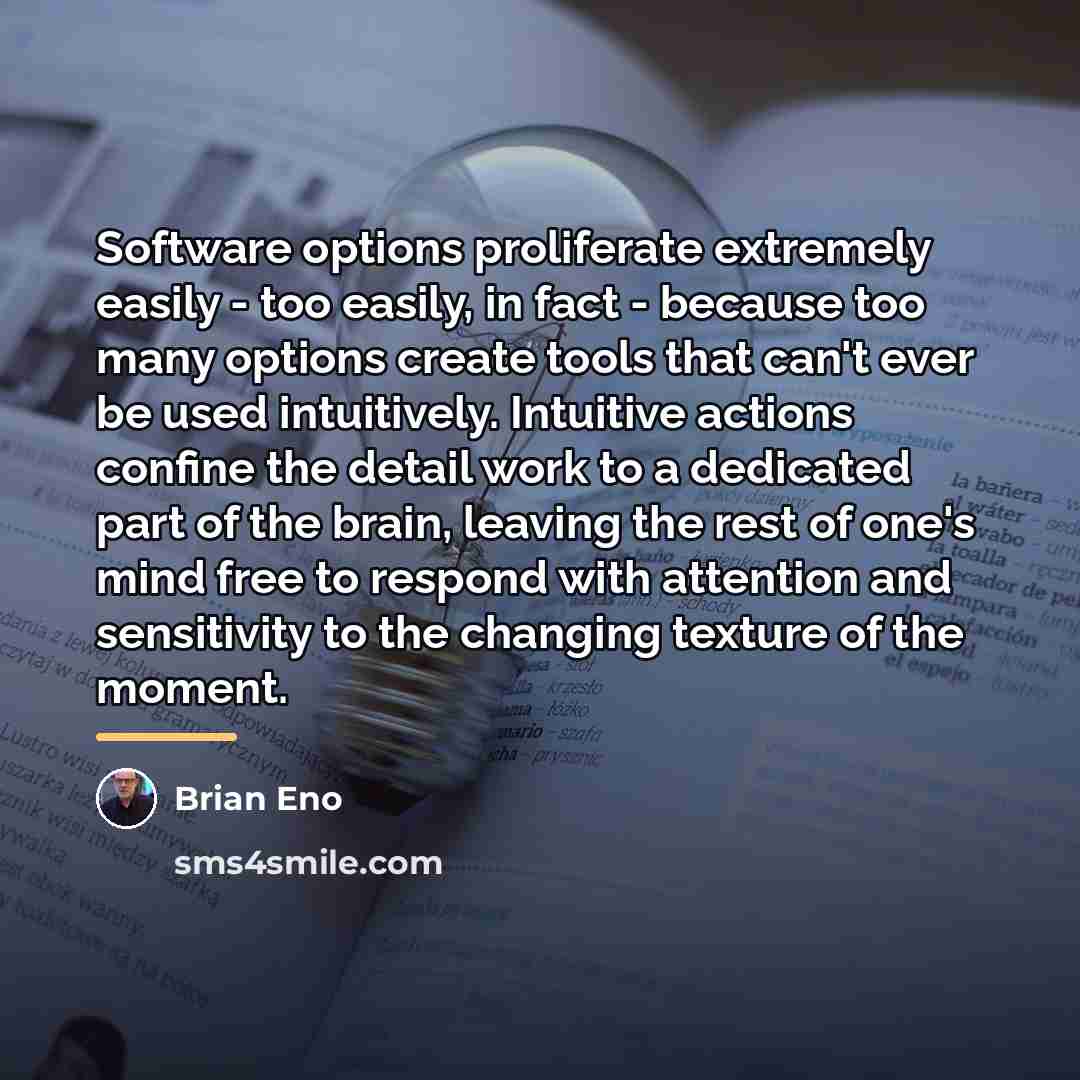 “Software options proliferate extremely easily - too easily, in fact…” quote by Brian Eno
