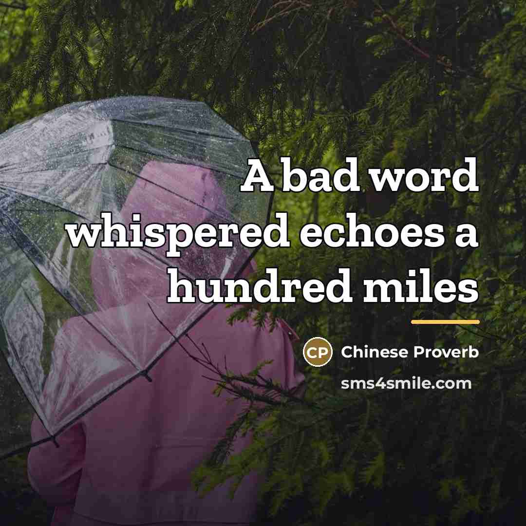“A bad word whispered echoes a hundred miles…” quote by Chinese Proverb