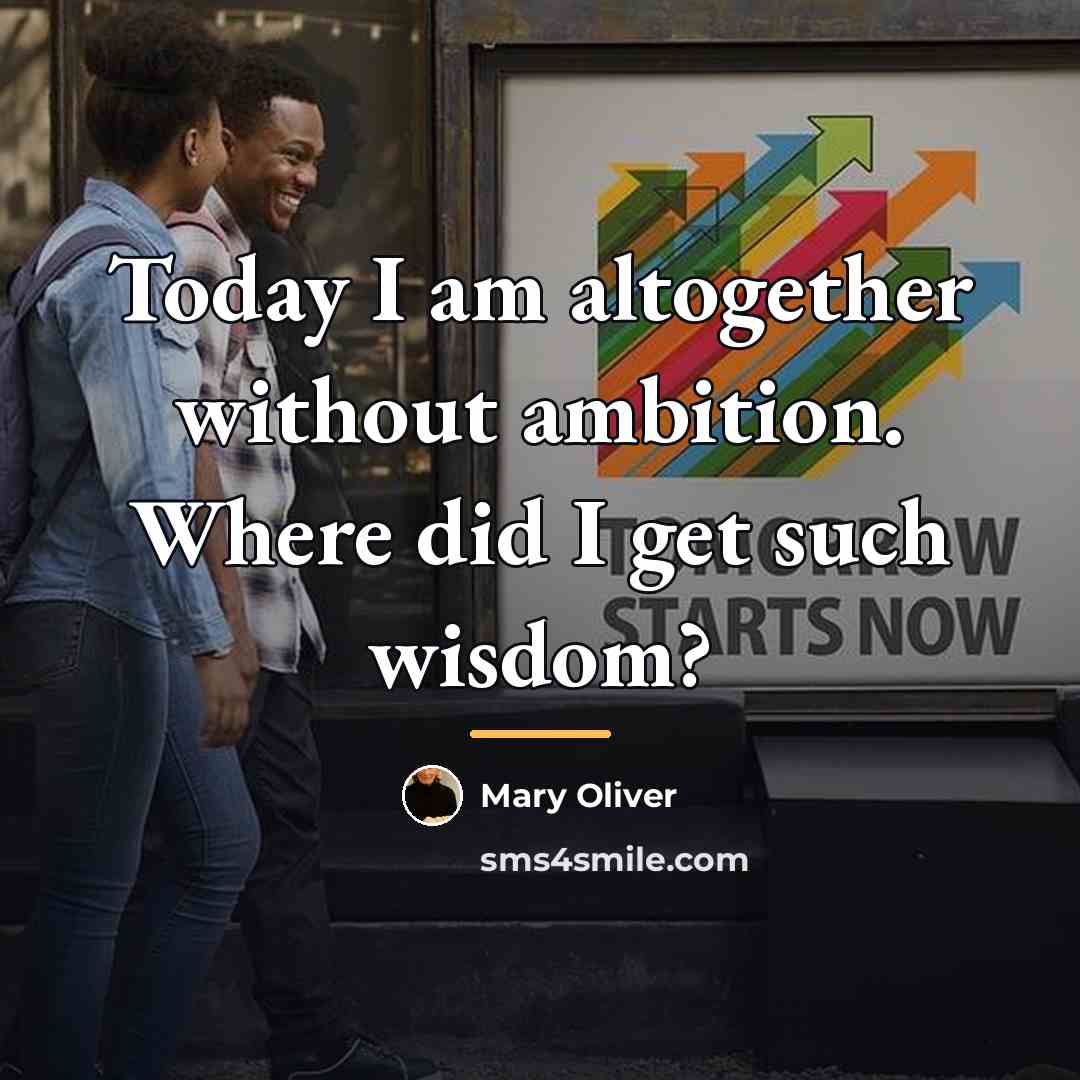 “Today I am altogether without ambition. Where did I get…” quote by Mary Oliver
