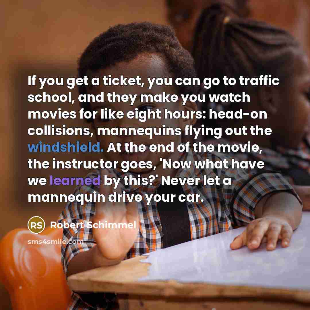 “If you get a ticket, you can go to traffic…” quote by Robert Schimmel