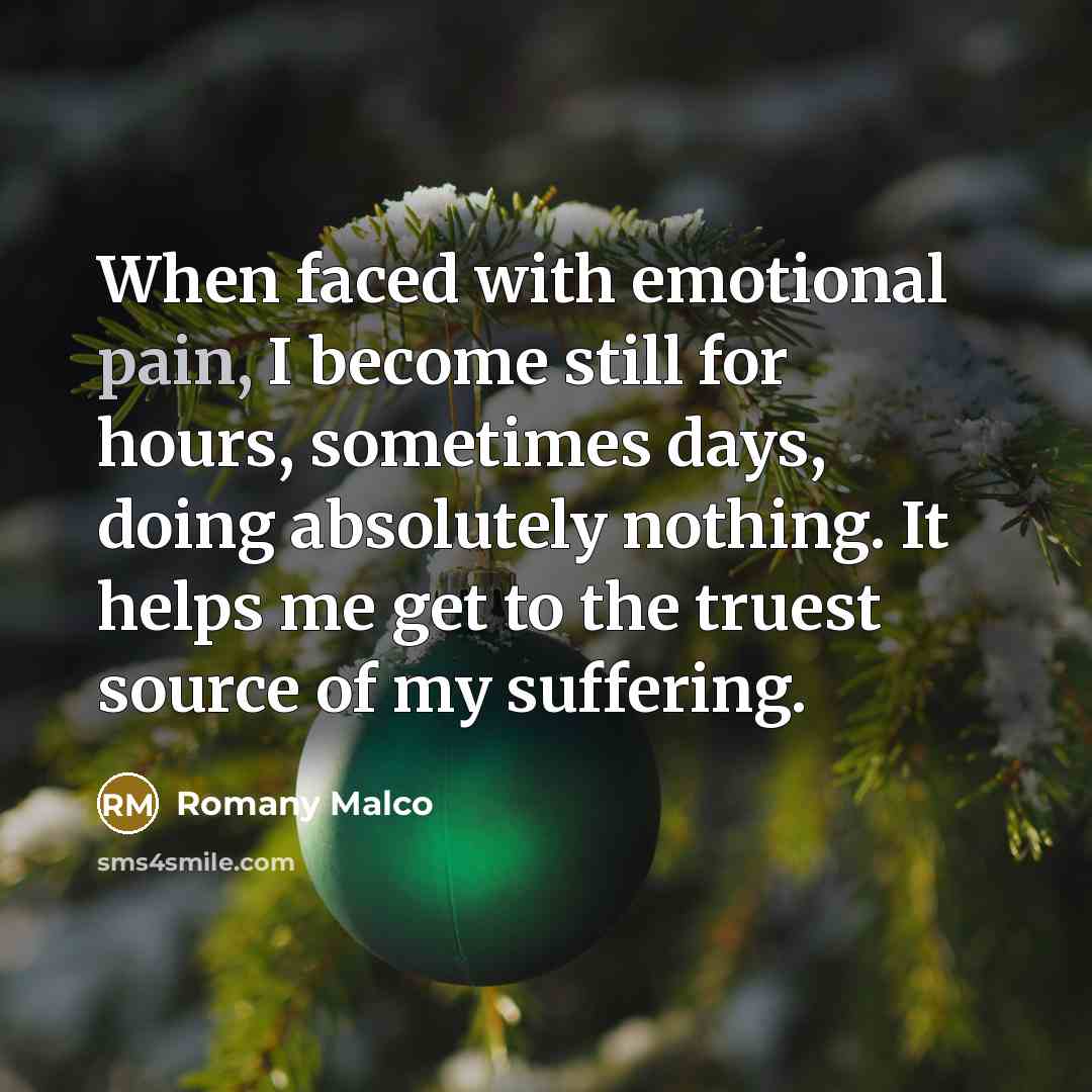 “When faced with emotional pain, I become still for hours,…” quote by Romany Malco